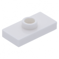 LEGO lapos elem 1 bütyökkel középen 1×2, fehér (15573/3794)